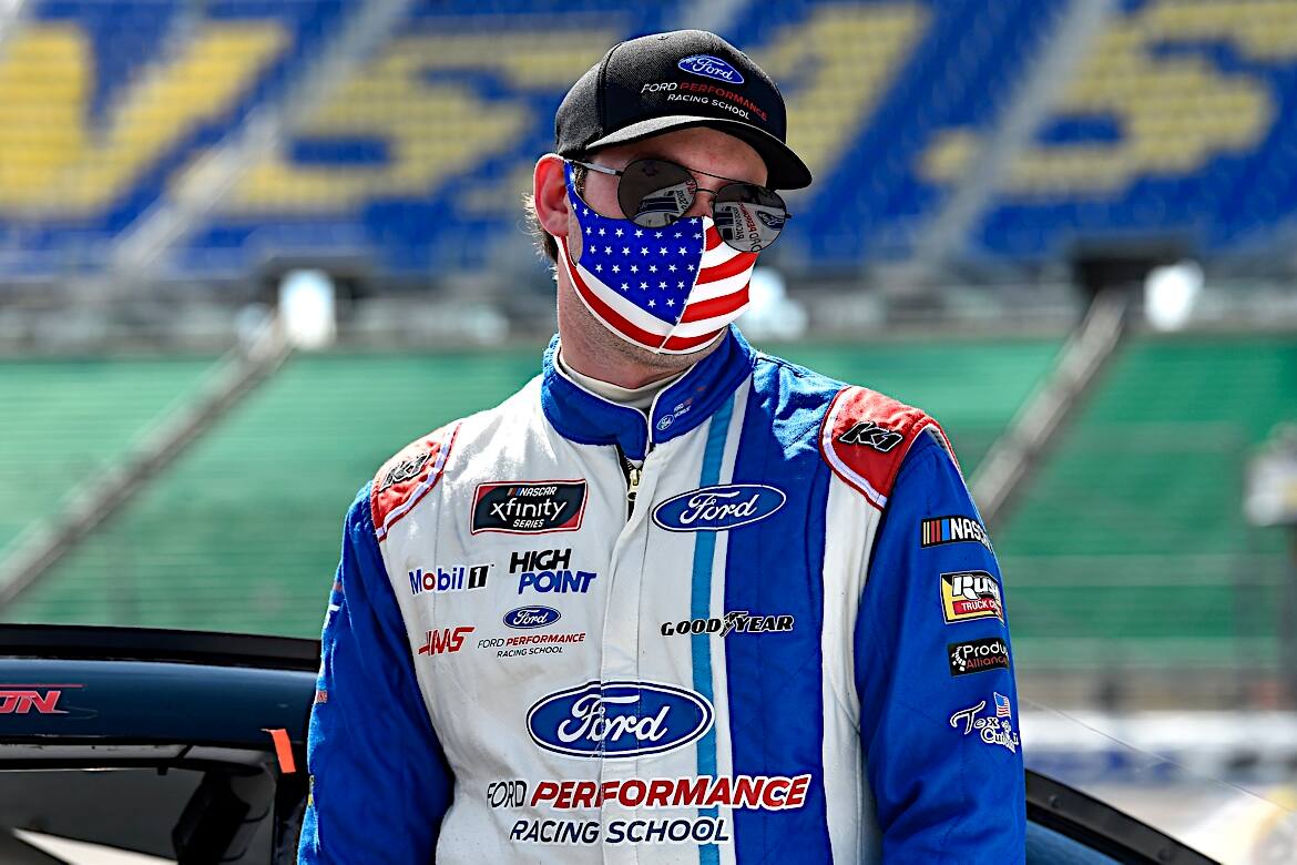 SHR's Chase Briscoe was sixth on the OT restart, but hit the wall and finished 14th. SHR's Chase Briscoe was sixth on the OT restart, but hit the wall and finished 14th.