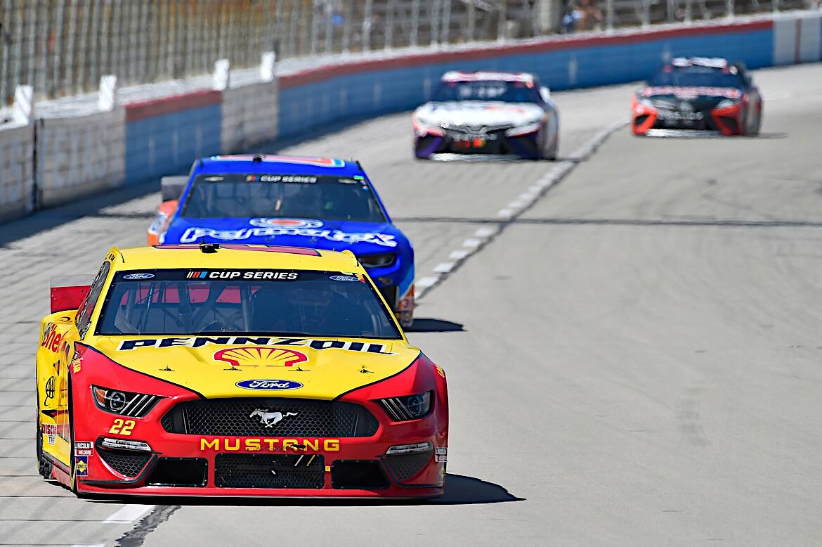In NASCAR Cup at Texas, Team Penske's Joey Logano (third) led five Ford Mustangs in the top 10. In NASCAR Cup at Texas, Team Penske's Joey Logano (third) led five Ford Mustangs in the top 10.