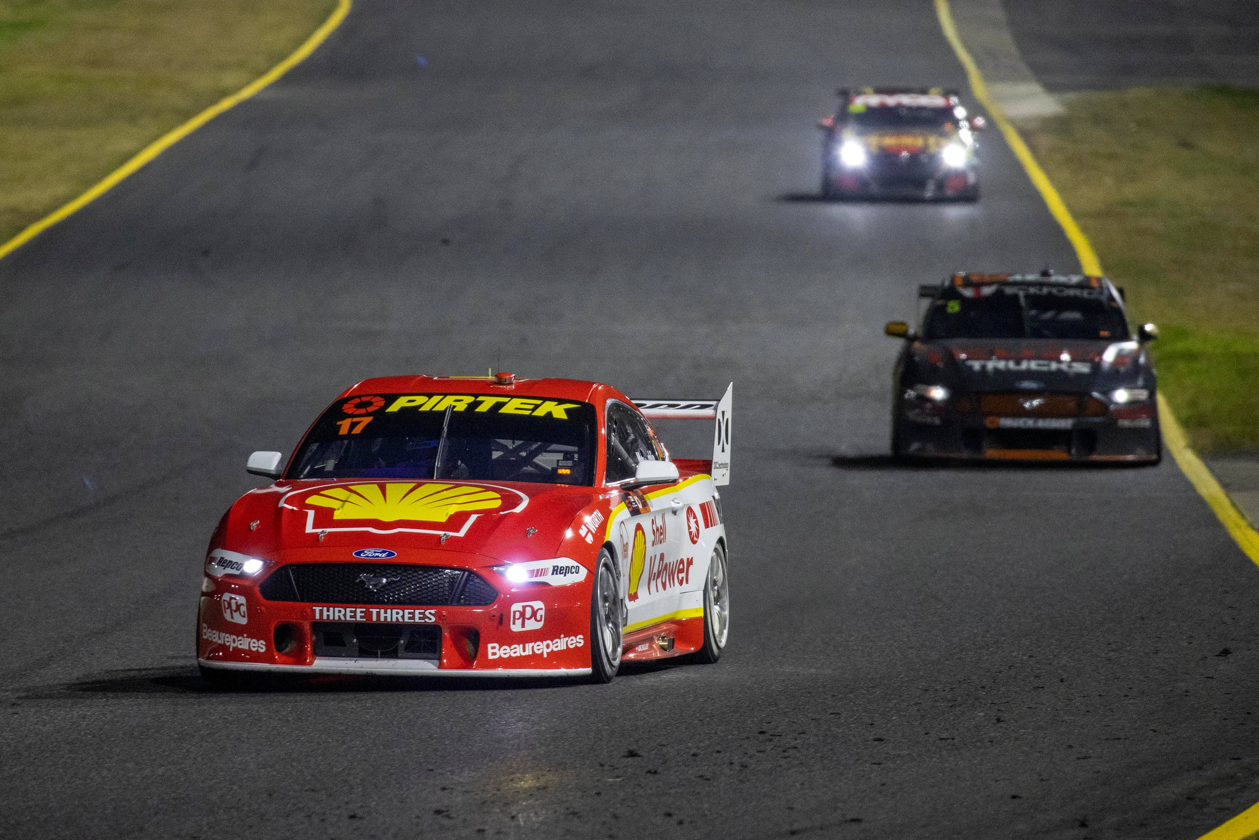McLaughlin led a 1-2 Ford finish in race No. 1, while Mustangs finished 2-3-4 in race No. 2. McLaughlin led a 1-2 Ford finish in race No. 1, while Mustangs finished 2-3-4 in race No. 2.