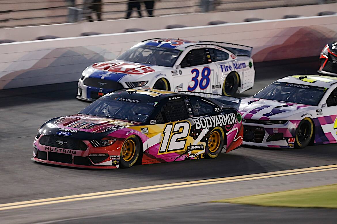 Ford put three Mustangs in the top 10 in the race, led by Team Penske's Ryan Blaney in sixth. Ford put three Mustangs in the top 10 in the race, led by Team Penske's Ryan Blaney in sixth.