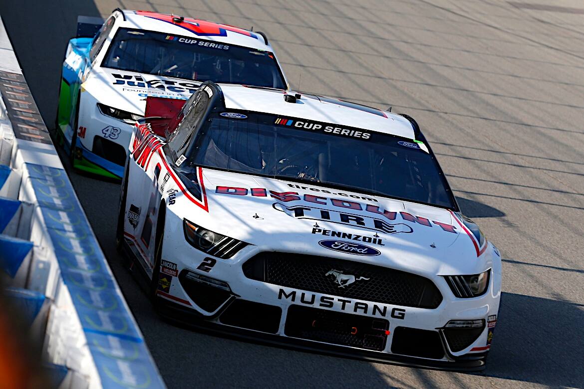 Team Penske's Brad Keselowski finished second on Saturday to give Ford a 1-2 finish. Team Penske's Brad Keselowski finished second on Saturday to give Ford a 1-2 finish.