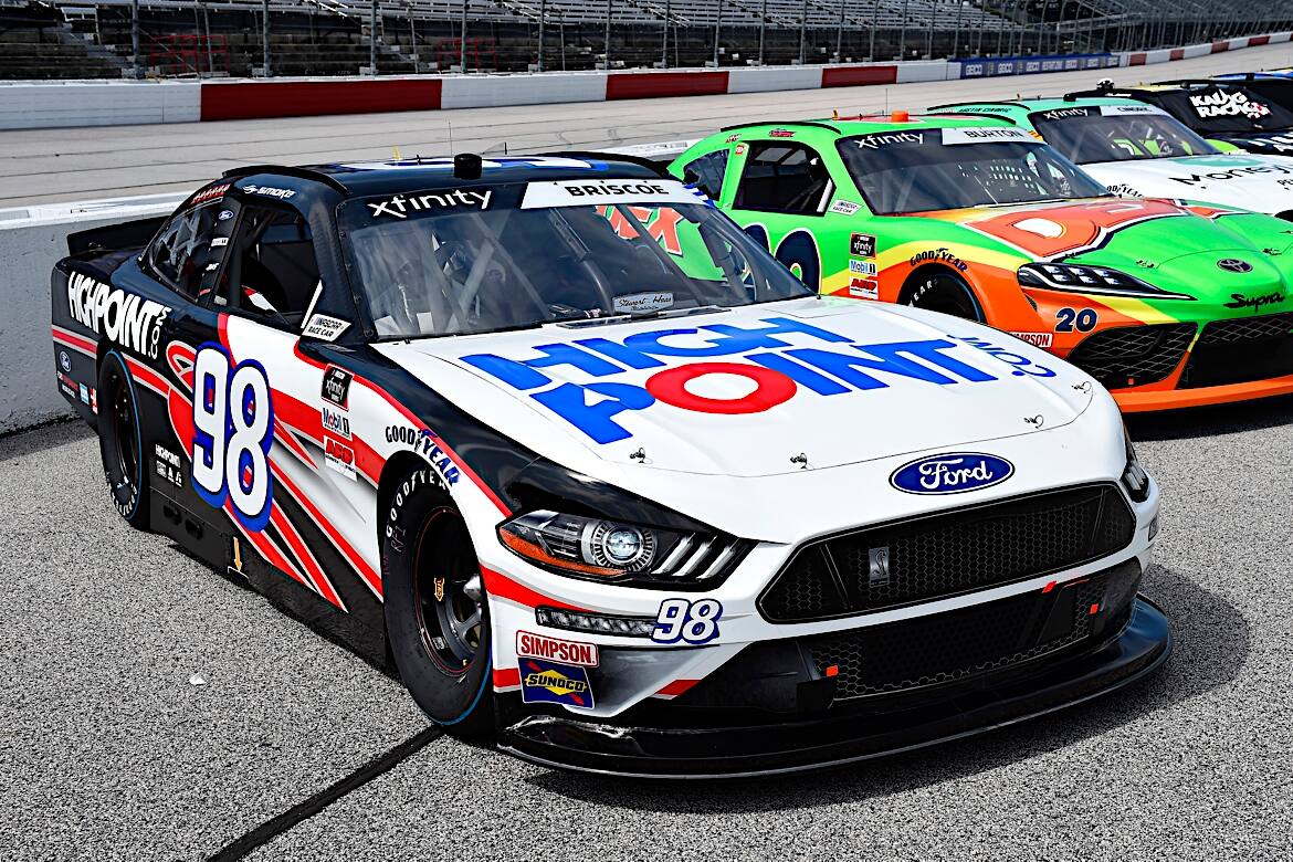 SHR's Chase Briscoe led 55 laps in NASCAR Xfinity action, but spun while leading with 30 laps to go. SHR's Chase Briscoe led 55 laps in NASCAR Xfinity action, but spun while leading with 30 laps to go.