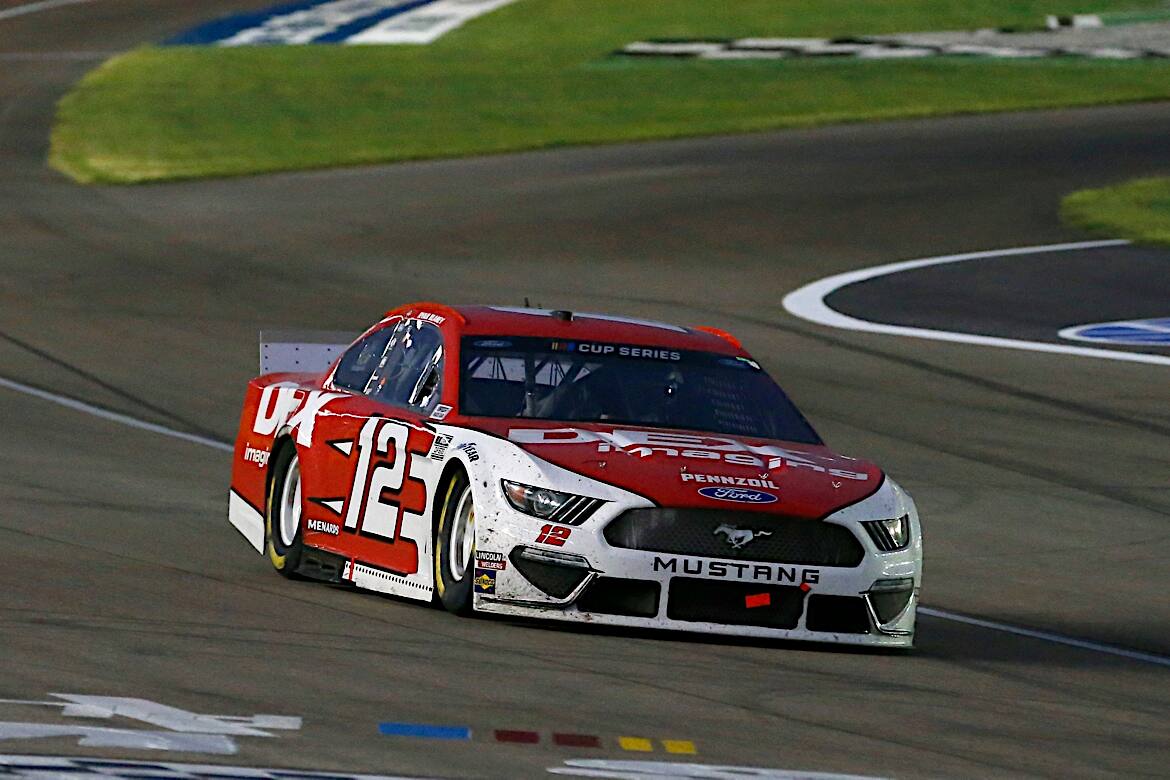 Team Penske's Ryan Blaney was seventh and Chris Buescher (Roush Fenway) ninth. Team Penske's Ryan Blaney was seventh and Chris Buescher (Roush Fenway) ninth.