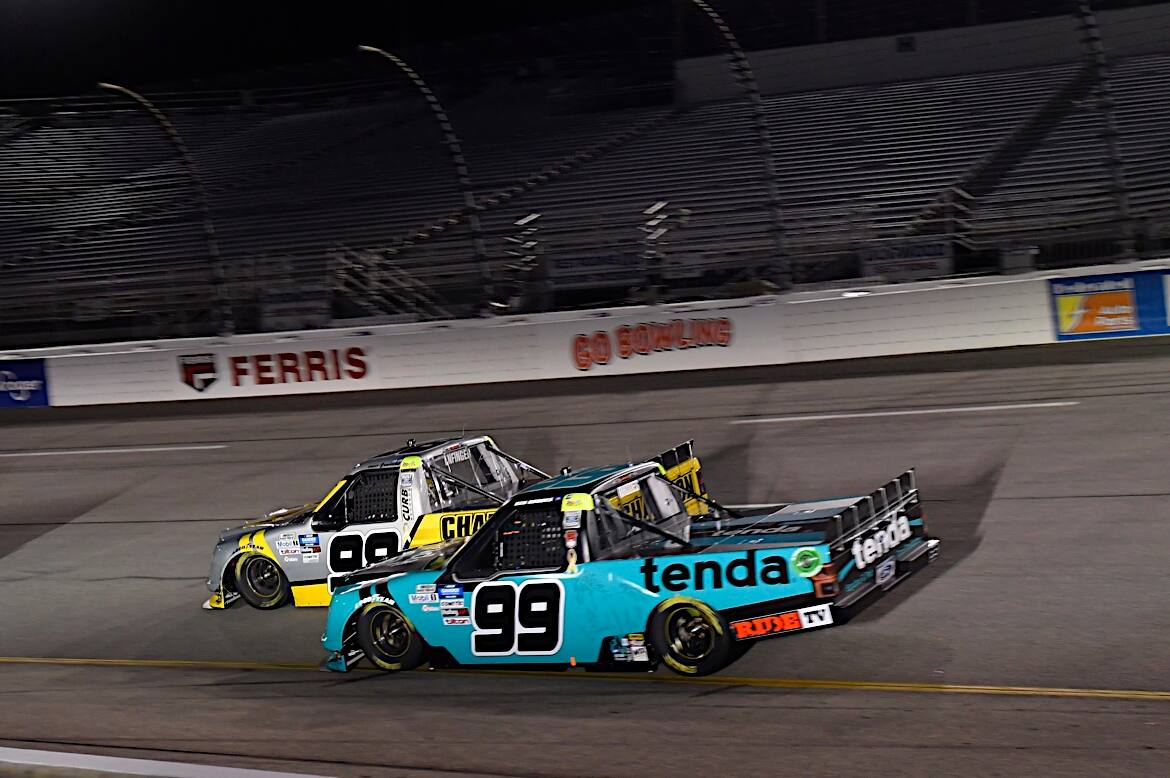 Matt Crafton finished second and Rhodes third. David Ragan (seventh) gave Ford four in the top 10. Matt Crafton finished second and Rhodes third. David Ragan (seventh) gave Ford four in the top 10.