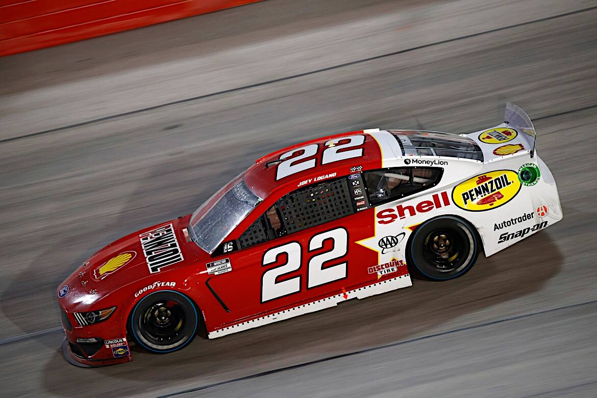 Team Penske's Joey Logano battled from two laps down to finish third. Team Penske's Joey Logano battled from two laps down to finish third.