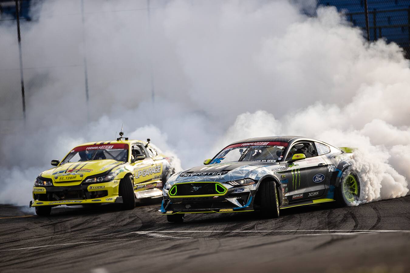 Vaughn Gittin Jr. gave RTR Mustangs a second consecutive victory in Formula Drift at Seattle. Vaughn Gittin Jr. gave RTR Mustangs a second consecutive victory in Formula Drift at Seattle.