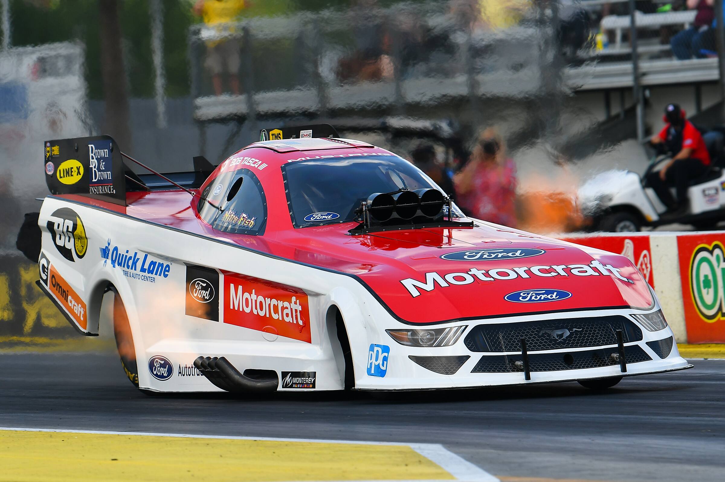 He defeated fellow Mustang driver Bob Tasca III in the semifinals. He defeated fellow Mustang driver Bob Tasca III in the semifinals.