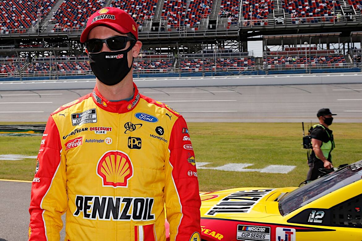 Team Penske's Joey Logano led the most laps (45) but was taken out in the second overtime. Team Penske's Joey Logano led the most laps (45) but was taken out in the second overtime.
