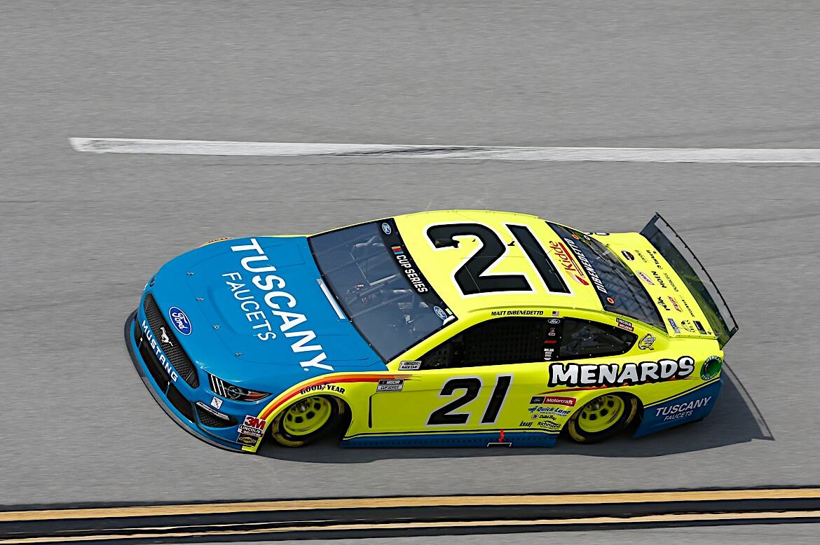 Wood Brothers' Matt DiBenedetto (21st) finished second but was penalized for a last lap move. Wood Brothers' Matt DiBenedetto (21st) finished second but was penalized for a last lap move.