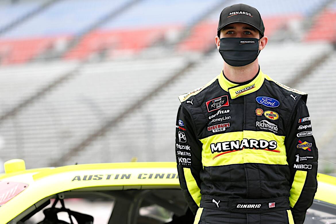 Cindric was in contention to win with 15 laps to go before his car slipped up to the wall. Cindric was in contention to win with 15 laps to go before his car slipped up to the wall.