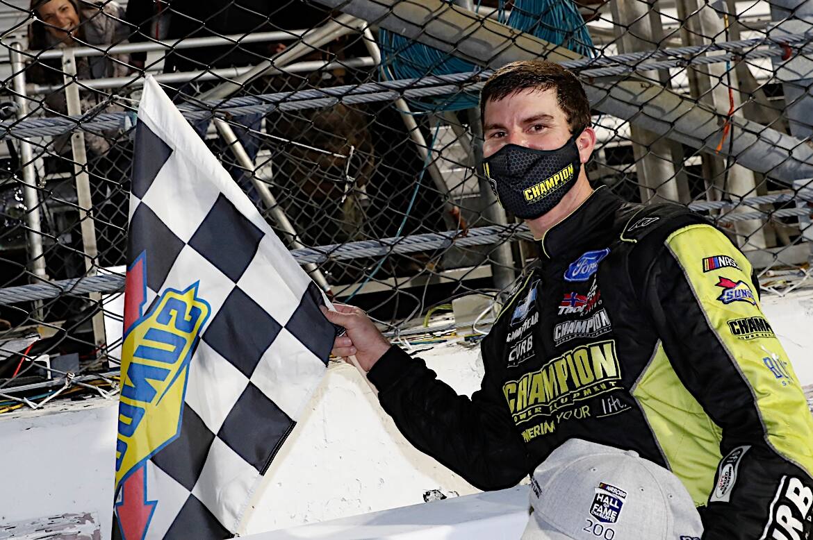 ThorSport's Grant Enfinger won, advancing him to the NASCAR Truck series Championship 4. ThorSport's Grant Enfinger won, advancing him to the NASCAR Truck series Championship 4.