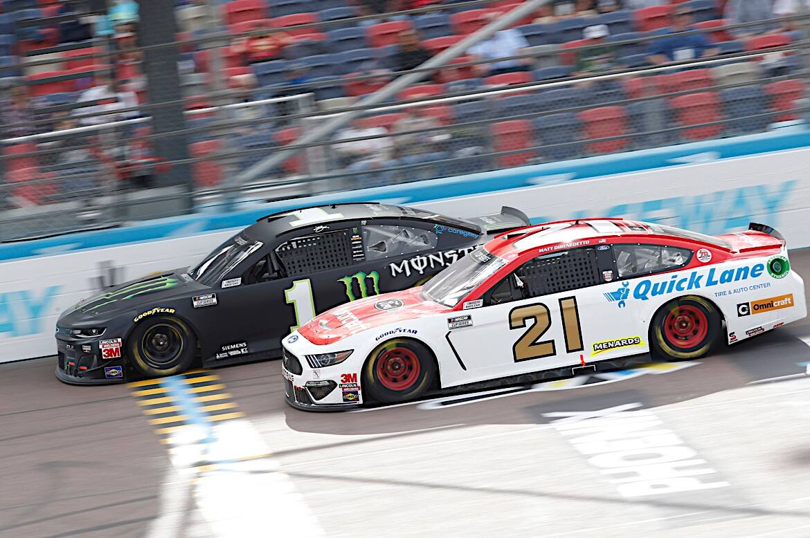 Stewart Haas Racing's Kevin Harvick was seventh and Wood Brothers' Matt DiBenedetto eighth. Stewart Haas Racing's Kevin Harvick was seventh and Wood Brothers' Matt DiBenedetto eighth.