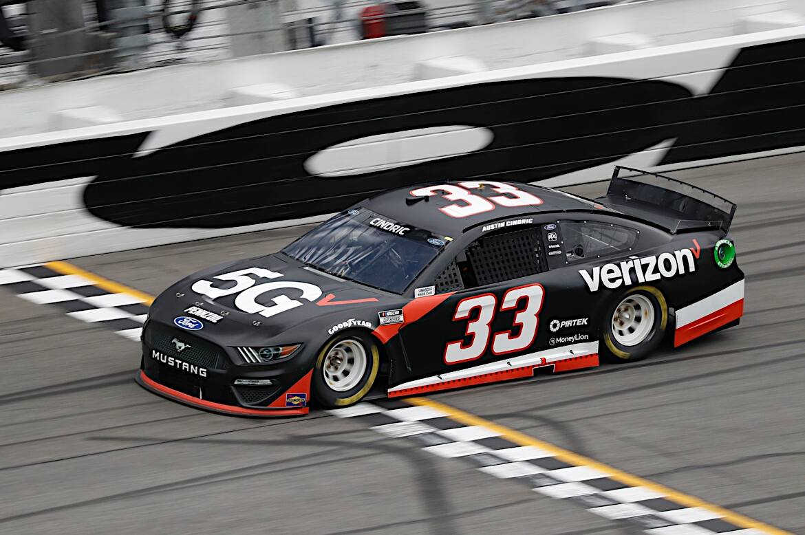 Cup Series rookie Austin Cindric (Team Penske) ran with the leaders much of the night. Cup Series rookie Austin Cindric (Team Penske) ran with the leaders much of the night.