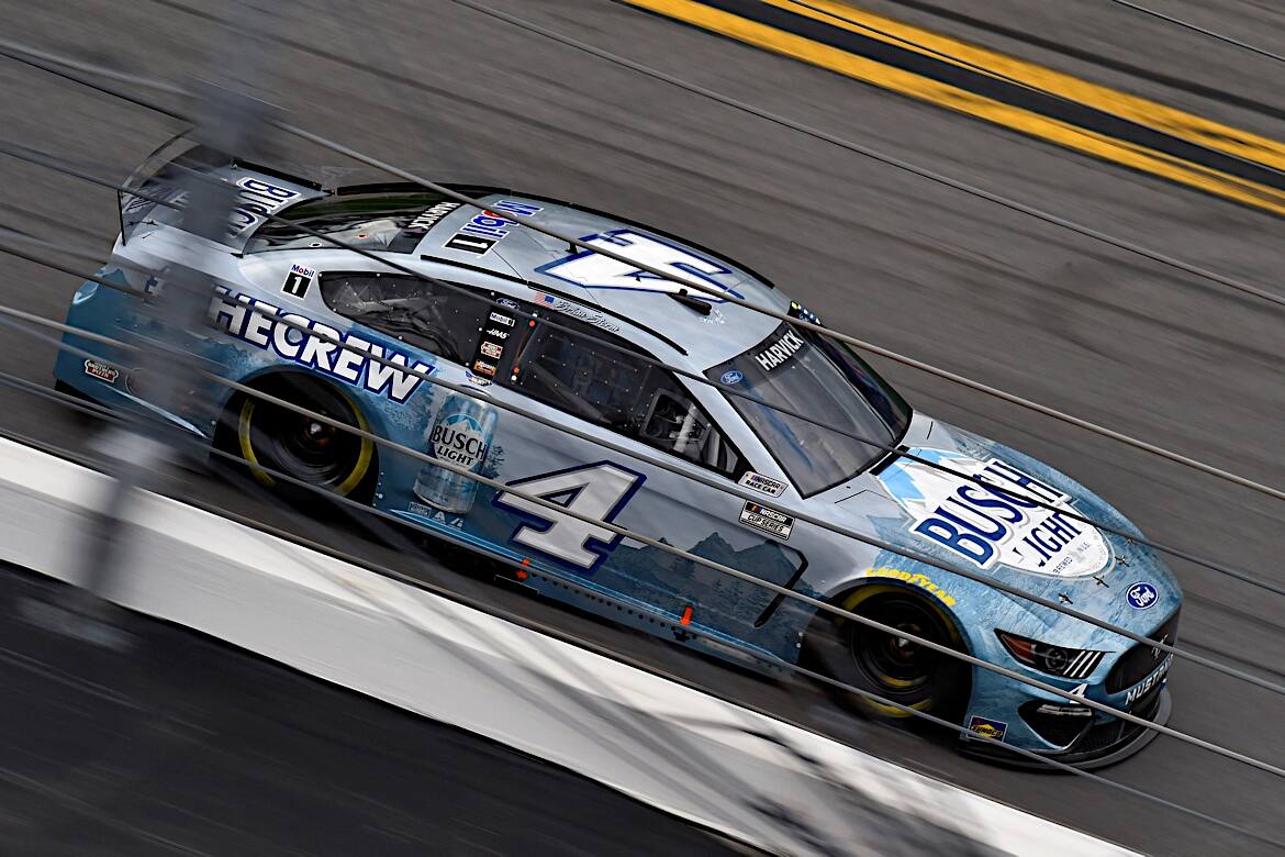 Stewart-Haas Racing's Kevin Harvick ran among the leaders all night as well, leading 17 laps. Stewart-Haas Racing's Kevin Harvick ran among the leaders all night as well, leading 17 laps.
