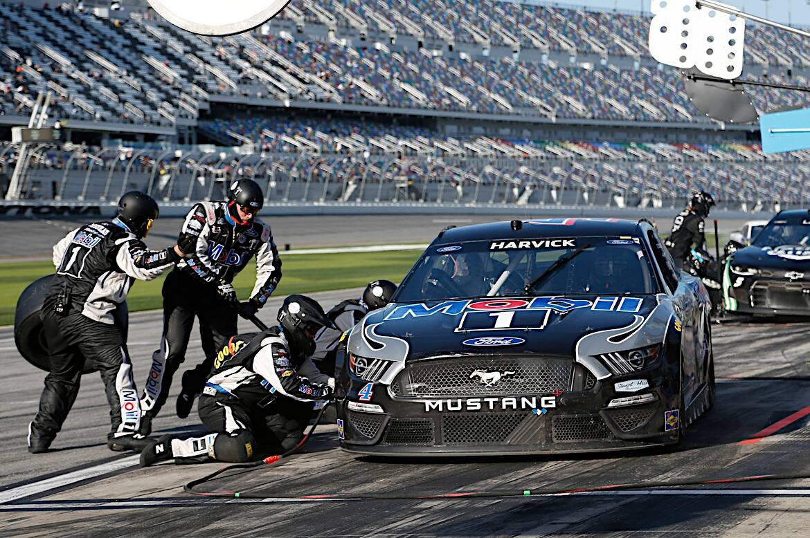 Stewart-Haas Racing's Kevin Harvick was sixth and Front Row Motorsports’ Michael McDowell eighth. Stewart-Haas Racing's Kevin Harvick was sixth and Front Row Motorsports’ Michael McDowell eighth.