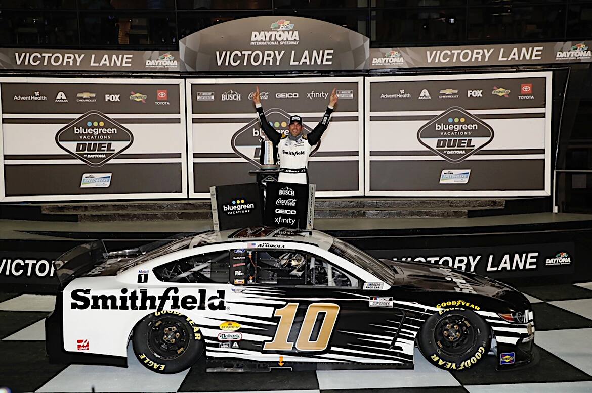 Almirola won one of Thursday's qualifying races for the Daytona 500. Almirola won one of Thursday's qualifying races for the Daytona 500.
