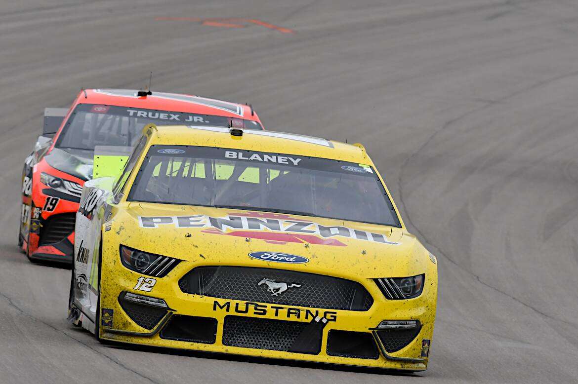 Ryan Blaney was fifth and Joey Logano ninth. Ryan Blaney was fifth and Joey Logano ninth.