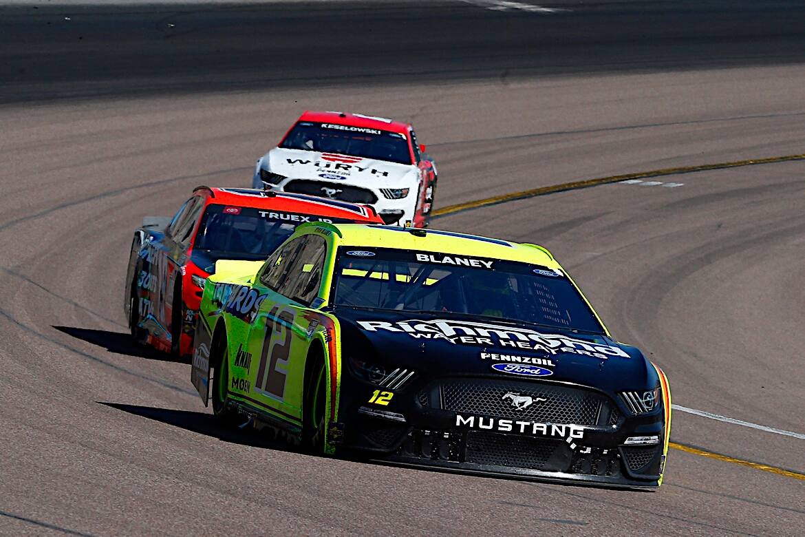 Team Penske teammate Ryan Blaney, who finished 10th, won Stage 1 and led 35 laps. Team Penske teammate Ryan Blaney, who finished 10th, won Stage 1 and led 35 laps.