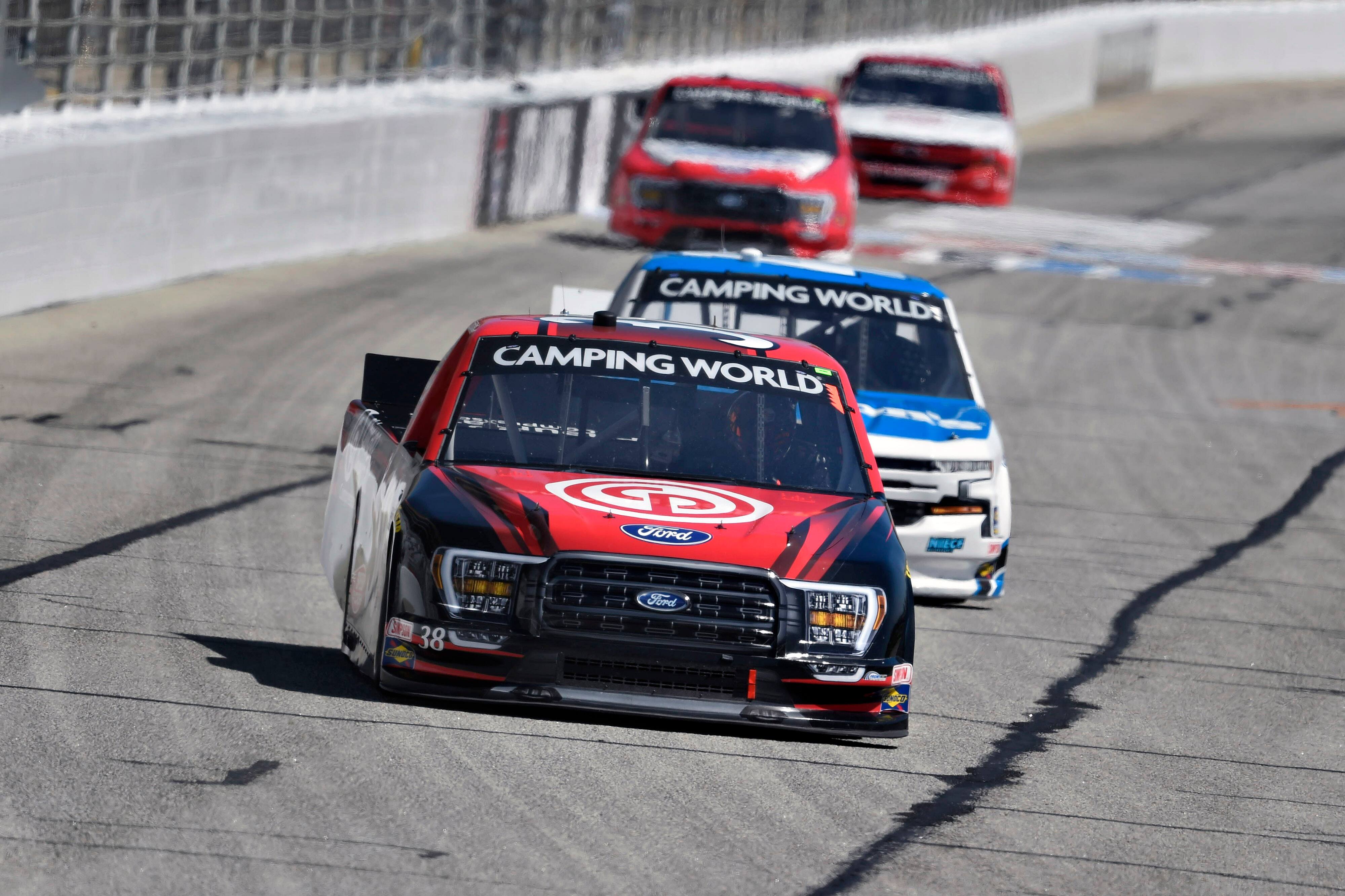 Todd Gilliland led Ford with a 17th-place finish in the NASCAR Camping World Truck Series. Todd Gilliland led Ford with a 17th-place finish in the NASCAR Camping World Truck Series.