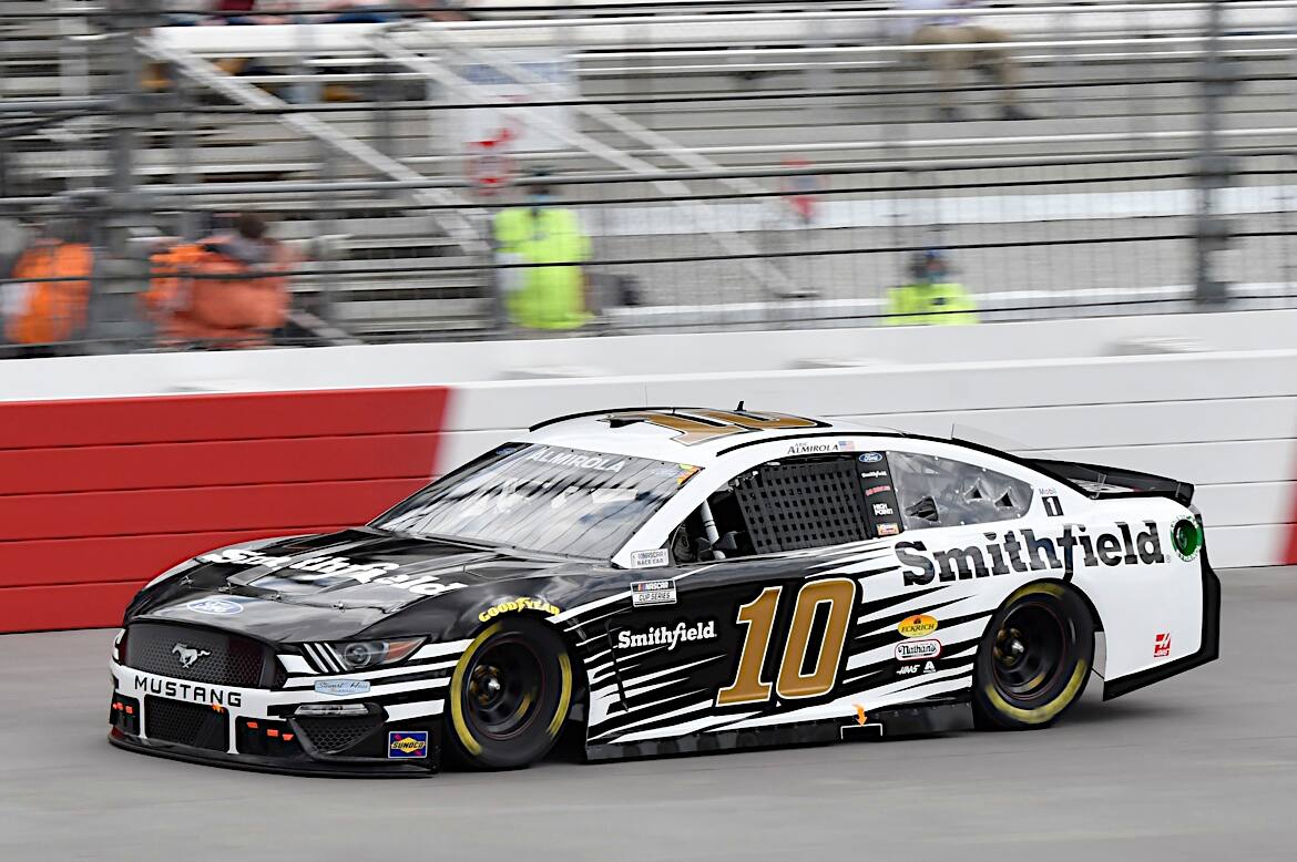 SHR’s Aric Almirola (sixth) and Wood Brothers’ Matt DiBenedetto (ninth) were also in the top 10. SHR’s Aric Almirola (sixth) and Wood Brothers’ Matt DiBenedetto (ninth) were also in the top 10.