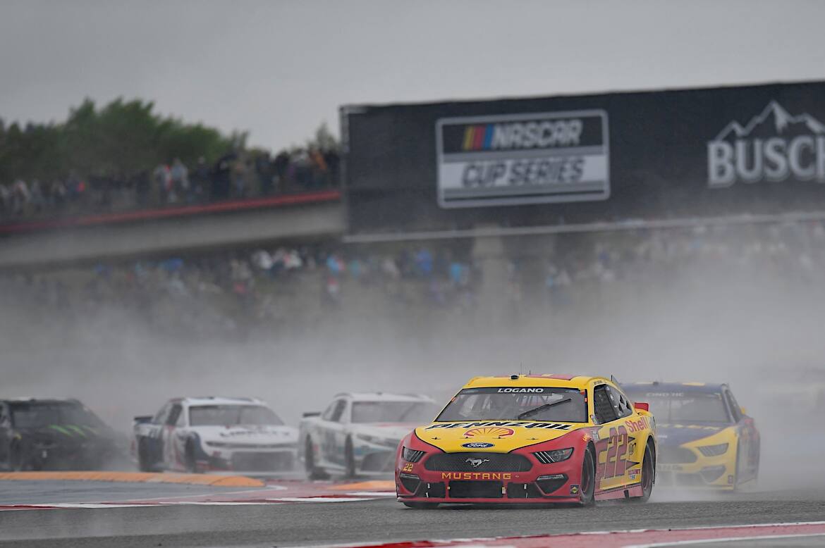 Logano led the most laps of any driver (14) and won Stage 1 with McDowell finishing second. Logano led the most laps of any driver (14) and won Stage 1 with McDowell finishing second.