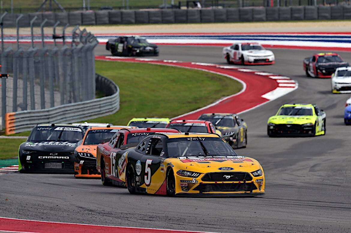 In the Xfinity Series debut at COTA, Kevin Harvick (fourth) led three top-10 Fords. In the Xfinity Series debut at COTA, Kevin Harvick (fourth) led three top-10 Fords.