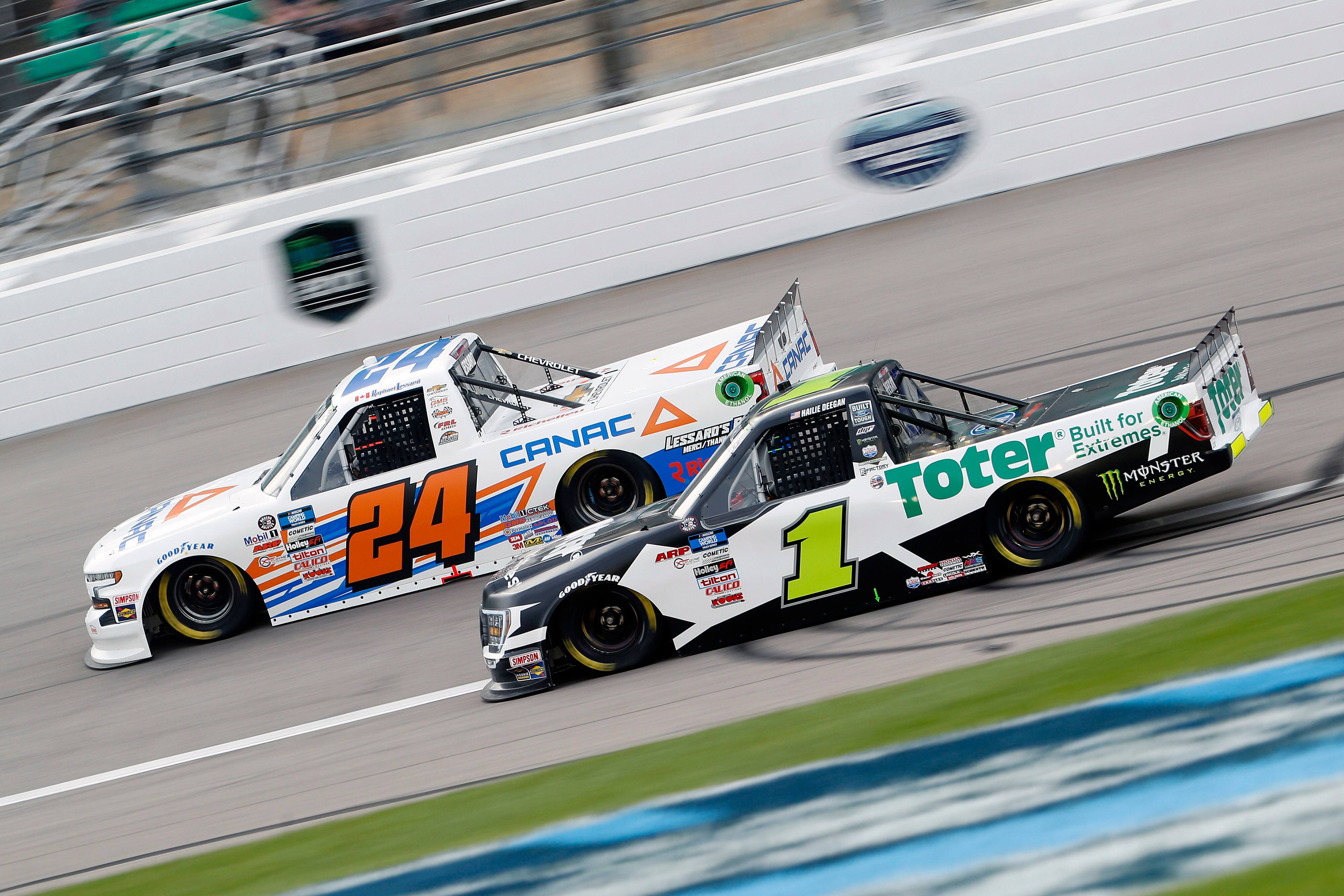 Hailie Deegan finished a career-best 13th and was running as high as eighth, before pitting late. Hailie Deegan finished a career-best 13th and was running as high as eighth, before pitting late.