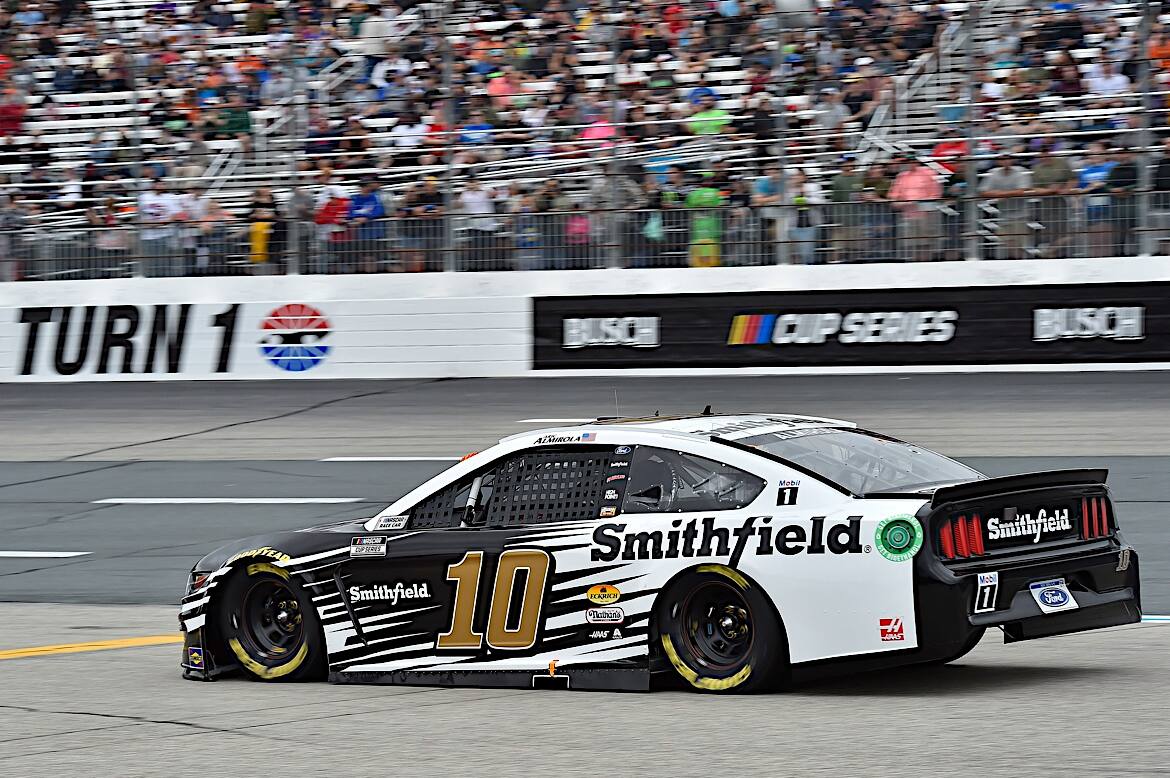 Almirola led a 1-3-4-5-6 Mustang finish in the race, as Ford captured all three stages of the race. Almirola led a 1-3-4-5-6 Mustang finish in the race, as Ford captured all three stages of the race.