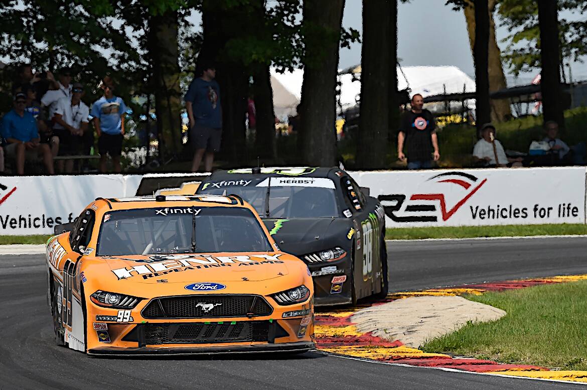 In the Xfinity Series, a trio of Mustangs finished in the top 10, led by Kevin Harvick in sixth. In the Xfinity Series, a trio of Mustangs finished in the top 10, led by Kevin Harvick in sixth.