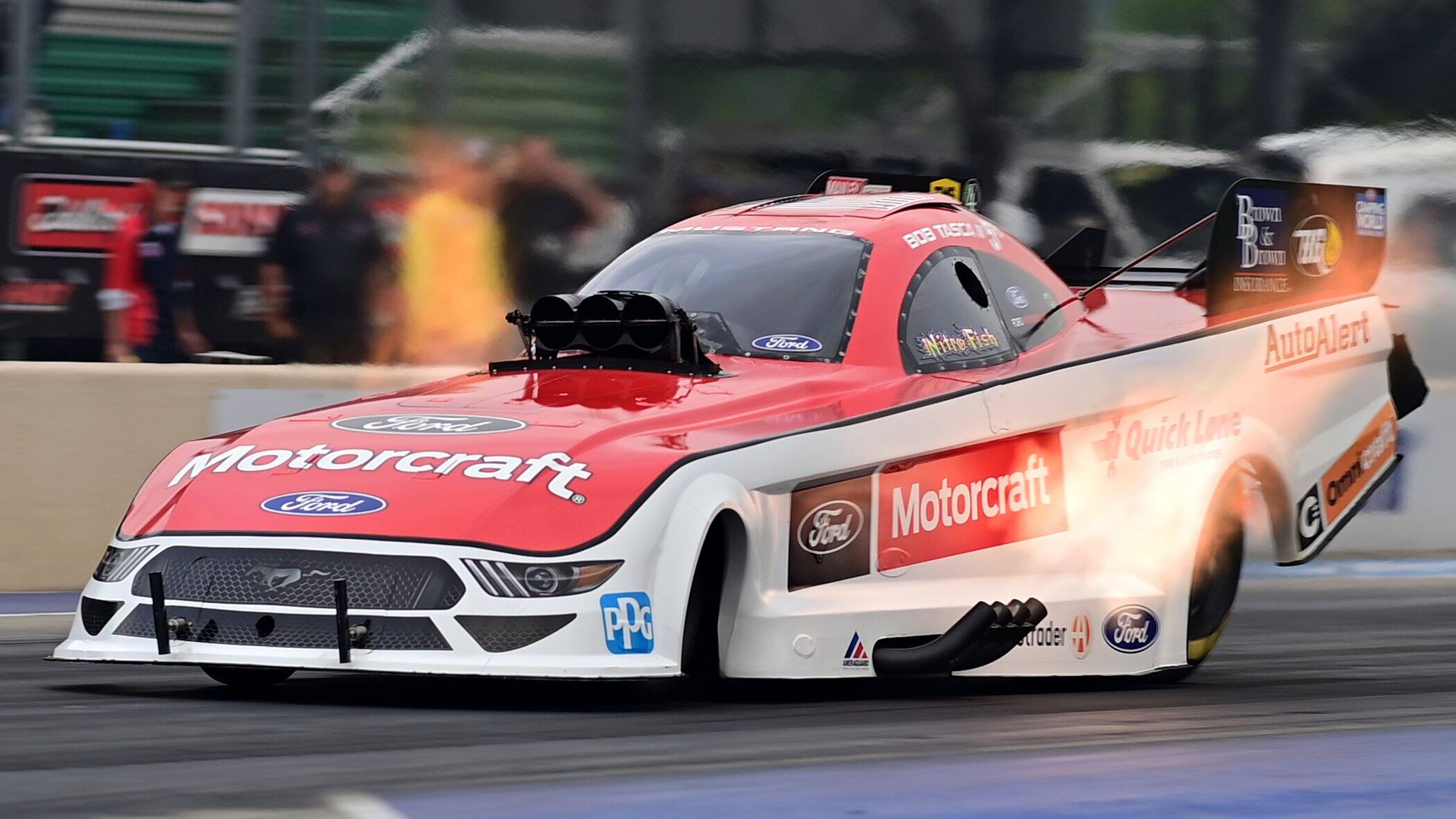 Bob Tasca III was eliminated in the first round, but still leads the standings. Wilkerson is eighth. Bob Tasca III was eliminated in the first round, but still leads the standings. Wilkerson is eighth.
