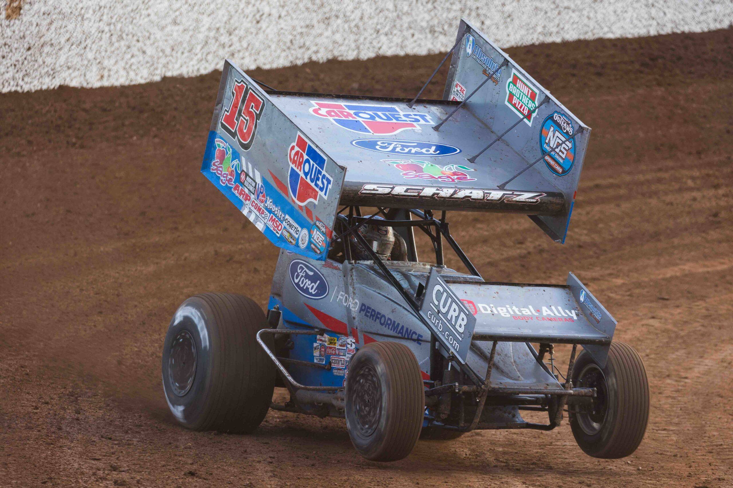 Donny Schatz finished seventh twice in World of Outlaws action at Cedar Lake Speedway (Wisconsin). Donny Schatz finished seventh twice in World of Outlaws action at Cedar Lake Speedway (Wisconsin).