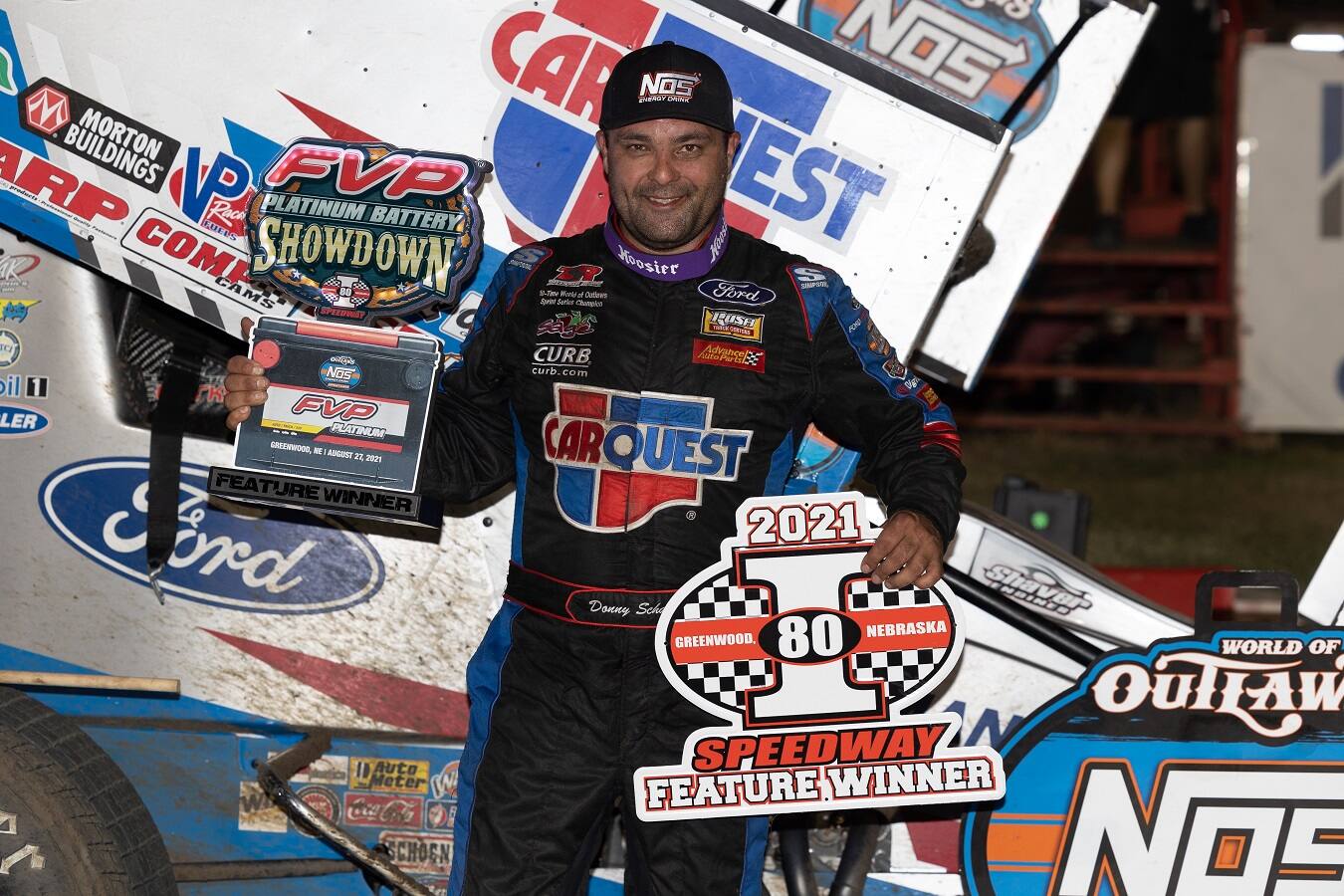 Donny Schatz won his third World of Outlaws race of 2021 at I-80 Speedway in Greenwood, Nebraska. Donny Schatz won his third World of Outlaws race of 2021 at I-80 Speedway in Greenwood, Nebraska.