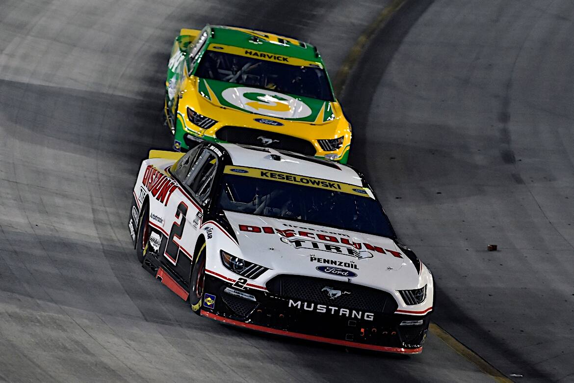 Harvick advanced to the second round of the playoffs, along with Keselowski, Joey Logano and Blaney.
