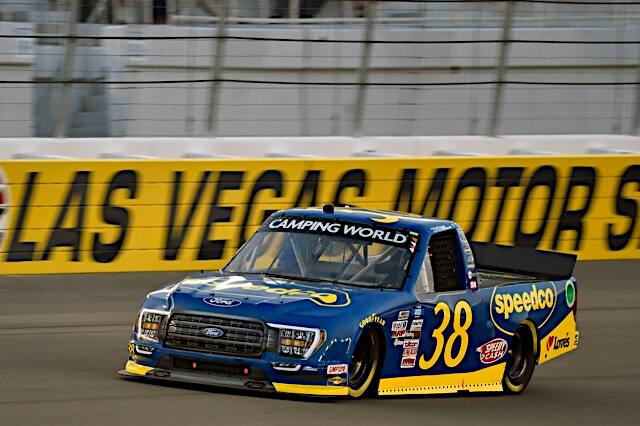In the NASCAR Camping World Truck Series, Todd Gilliland finished fifth to lead Ford at Las Vegas.