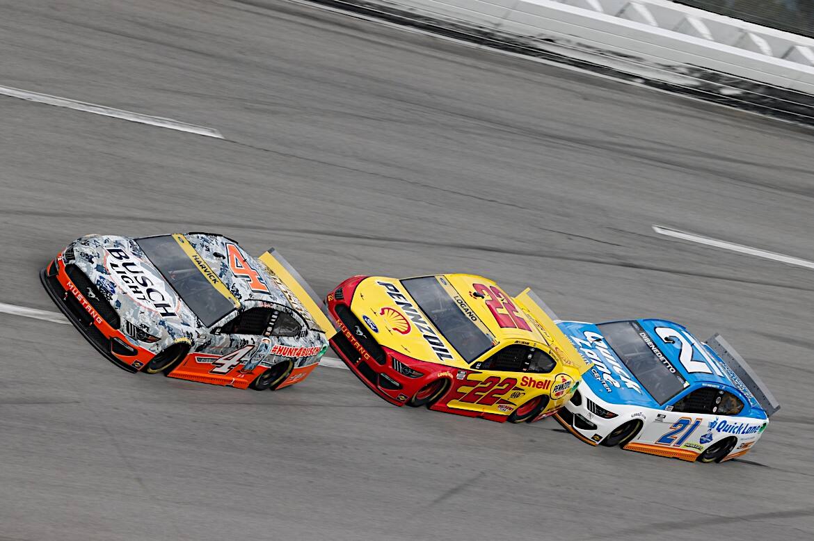 Harvick led the most laps on Monday (16), as Ford led 55 of the 117 laps at Talladega.