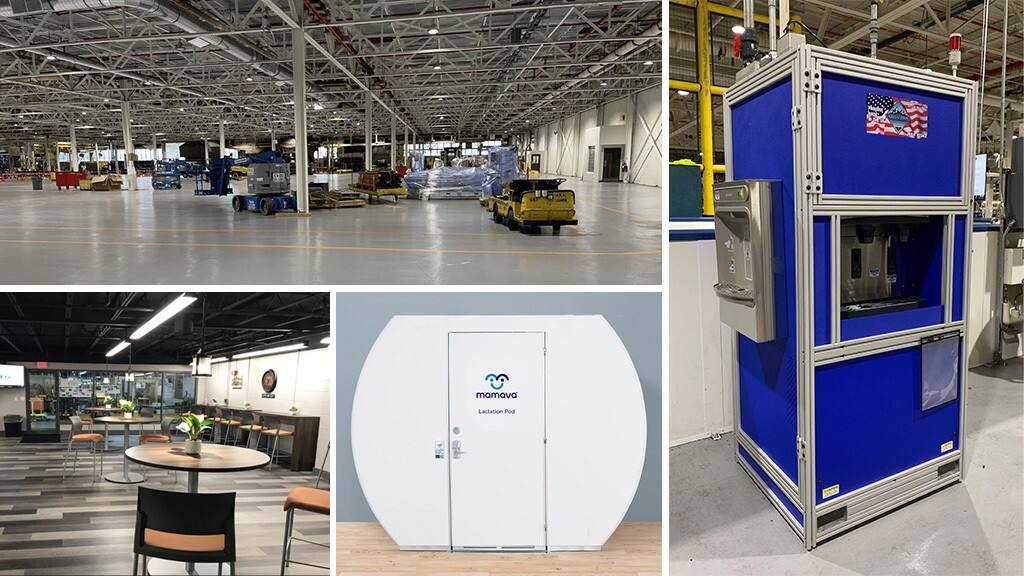 Manufacturing plant upgrades include a lactatation pod, a filtered water dispenser, renovated cafeterias, and more.