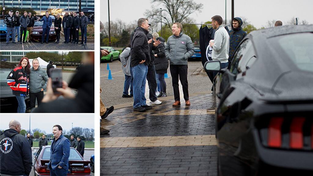 Employees and retirees celebrated Mustang's 59th birthday in the cold and rain.