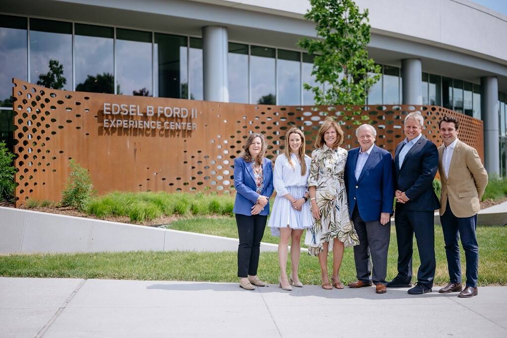 From left to right: Elena Ford, Alexandra Ford English, Cynthia Ford, Edsel Ford, Henry Ford III and Albert Ford 