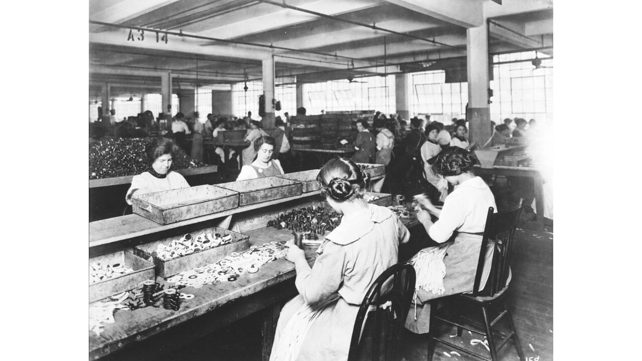 Women workers would wind magneto coils by hand