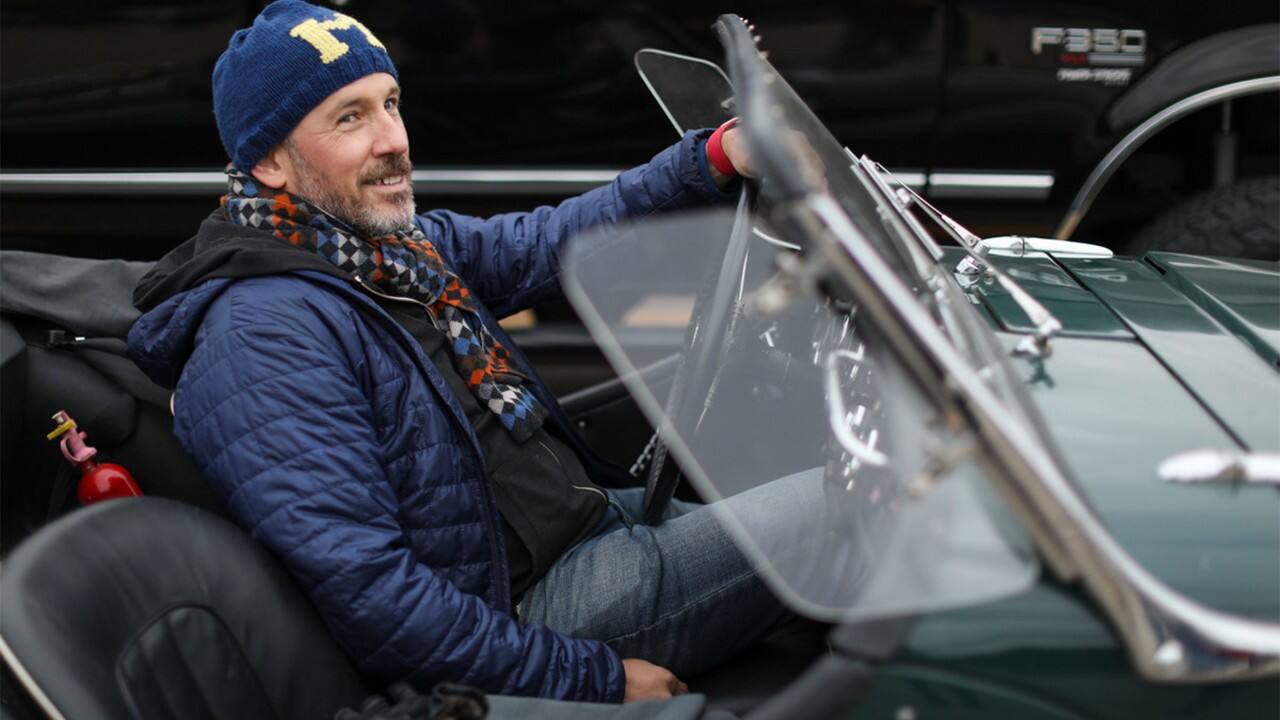 Ryan McGee, director of product management, electrification, software updates and subscriptions, brought his 1956 Triumph TR3, a British sports car, to the event.