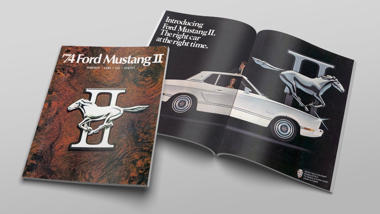 Magazine spread featuring the Mustang II