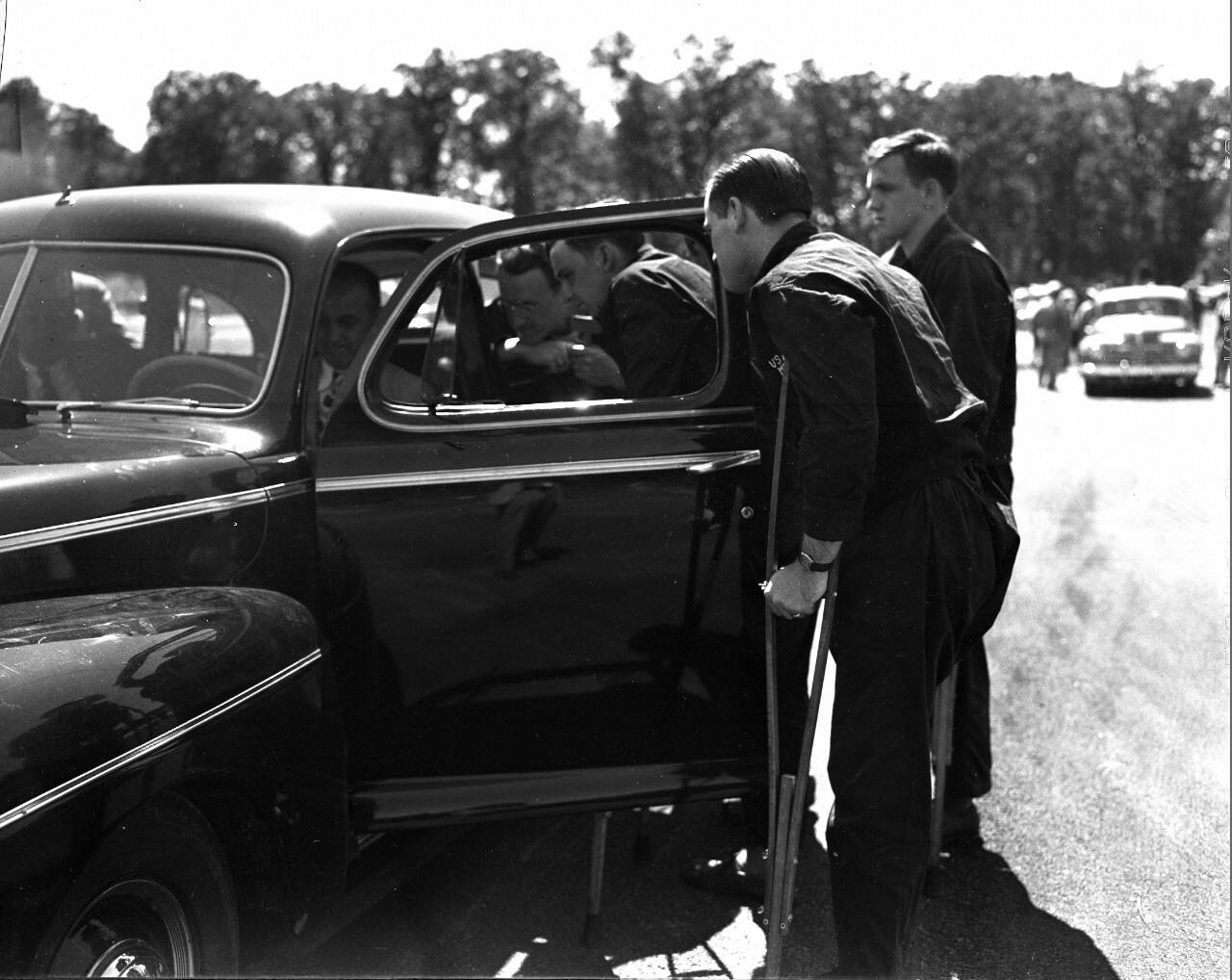 Ford vehicles used to transport disabled veterans to their medical appointments in 1945.