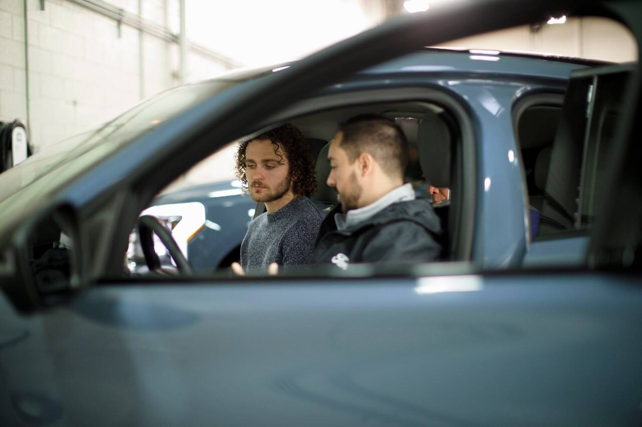 Schallenberger and the other employees received a tutorial about the Mustang Mach-E and F-150 Lightning from team members from each vehicle before leaving with the vehicles. 