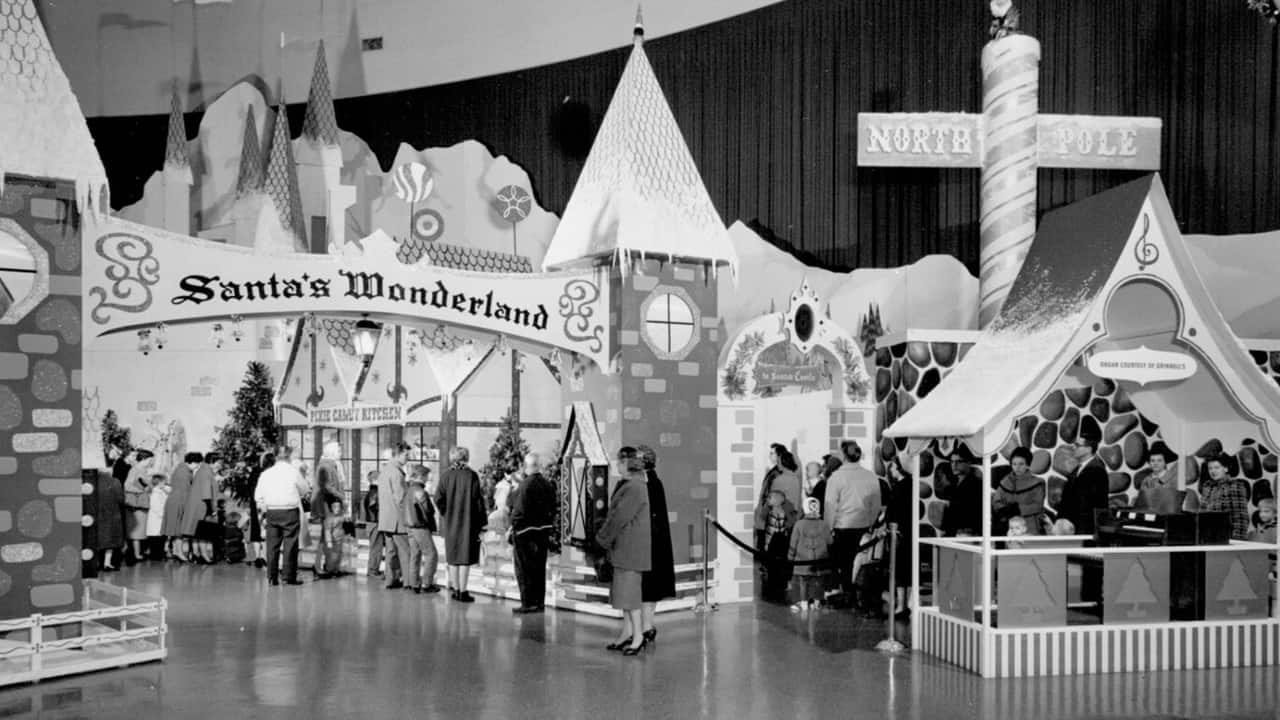 Children line up to see Santa Clause