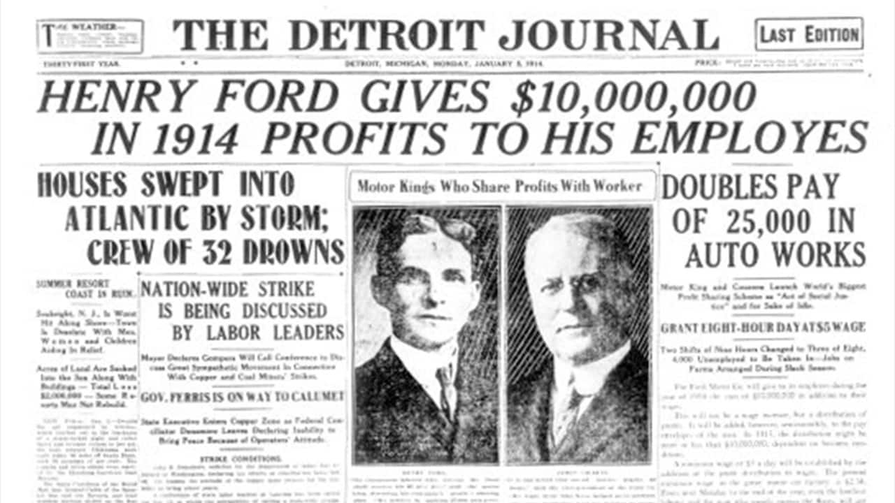 Ford Motor Company received plenty of publicity for the wage increase, but founder Henry Ford insisted the decision was made to increase quality and productivity, as well as improve employees’ standard of living. 