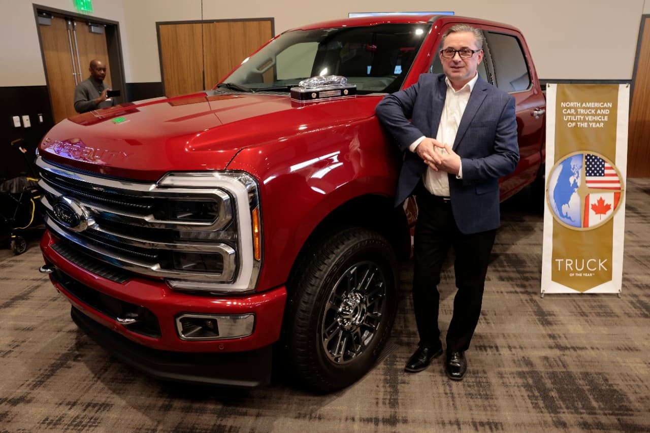 This is the second time Kernahan (shown here with Super Duty) celebrates Truck of the Year honors as a chief engineer. The first time was with the Lincoln Navigator in 2018. 