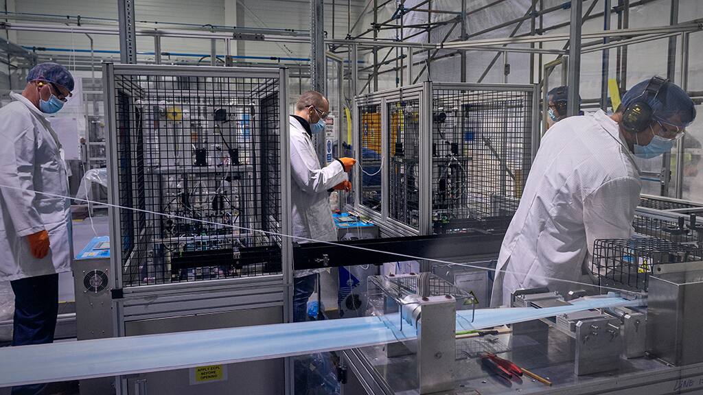 Manufacturing PPE at Dunton in the UK Manufacturing PPE at Dunton in the UK